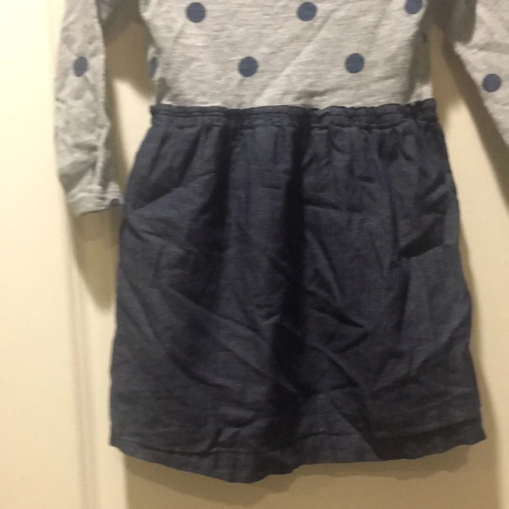 Baby Gap Girls Polka Dot/solid lined dress 100% Cotton long sleeves Size 5T